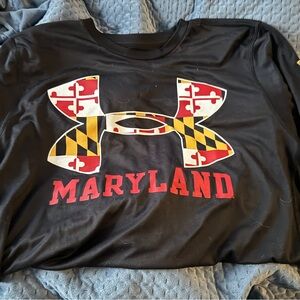 Under Armour Black Men’s Long Sleeve T-Shirt with Maryland flag.